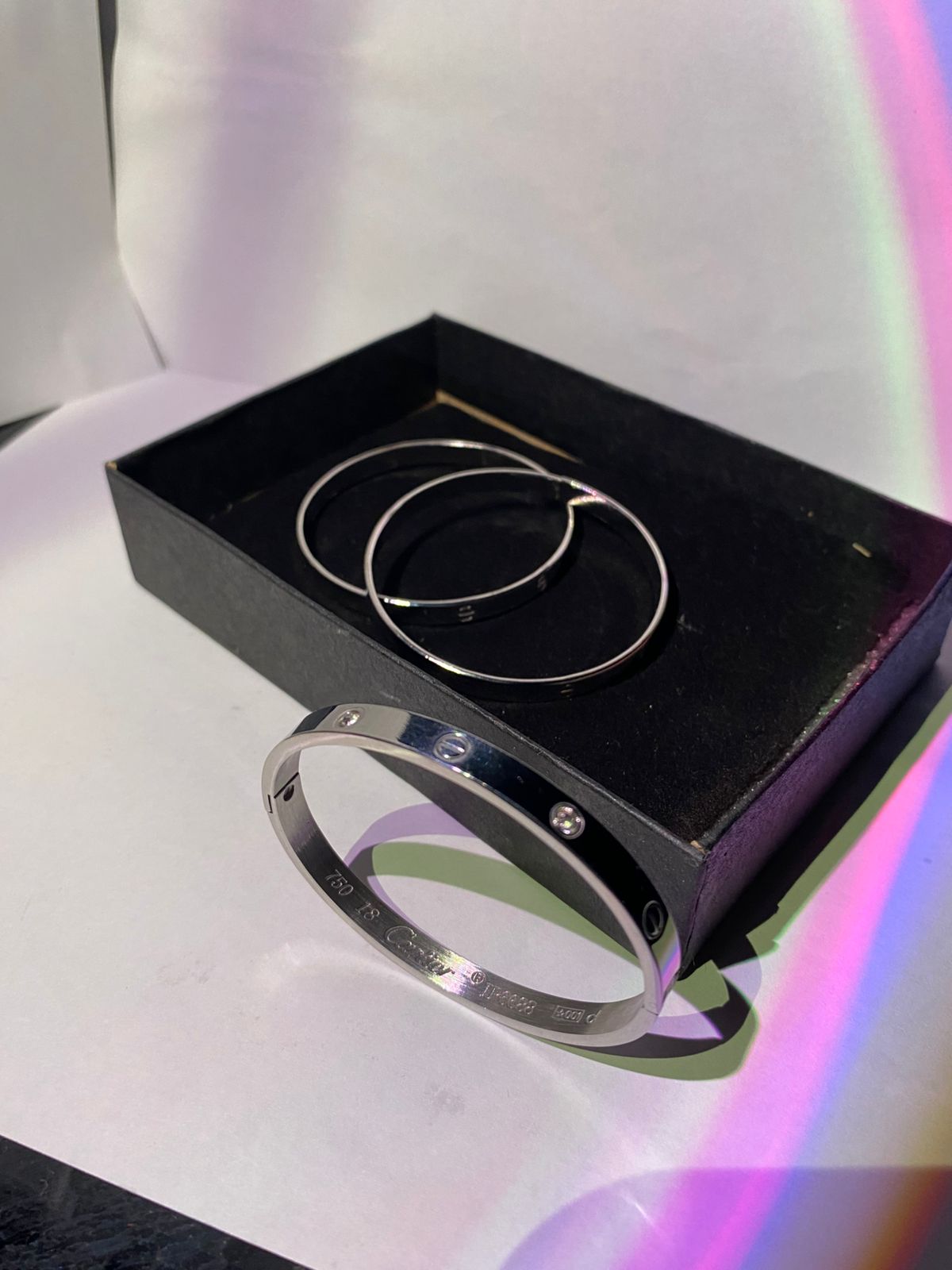 Cartier-Style Stainless Steel Bracelet & Bangle Combo